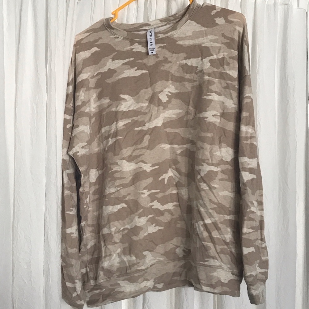 Athleta Tan and Cream Patterned Long Sleeve Tee